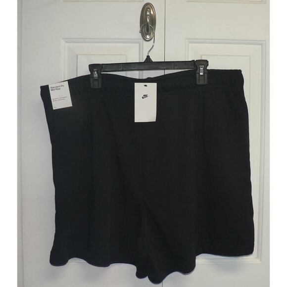 Nike Women's Plus Size Club Fleece Elastic Waist Shorts Black White Logo 2X $45 - Picture 6 of 6